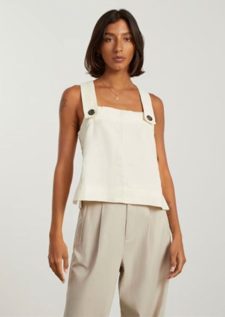 EVERLANE The Apron Linen Cream Sz 0 Tank